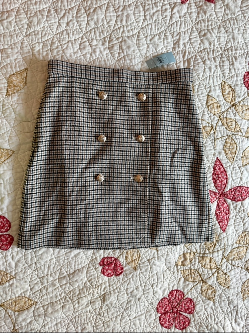 NWT Ann Taylor Double Breasted Plaid Wool Blend Skirt, 4P